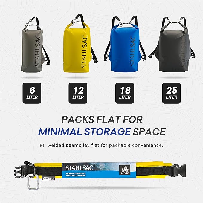 Stahlsac Abyss Drylite Dry Bag 6L in Light Grey | Durable Waterproof Bag | Lightweight Dry Bag for Boating Hiking Kayaking &amp Rafting | Tested for Enhanced Durability | Removable Straps