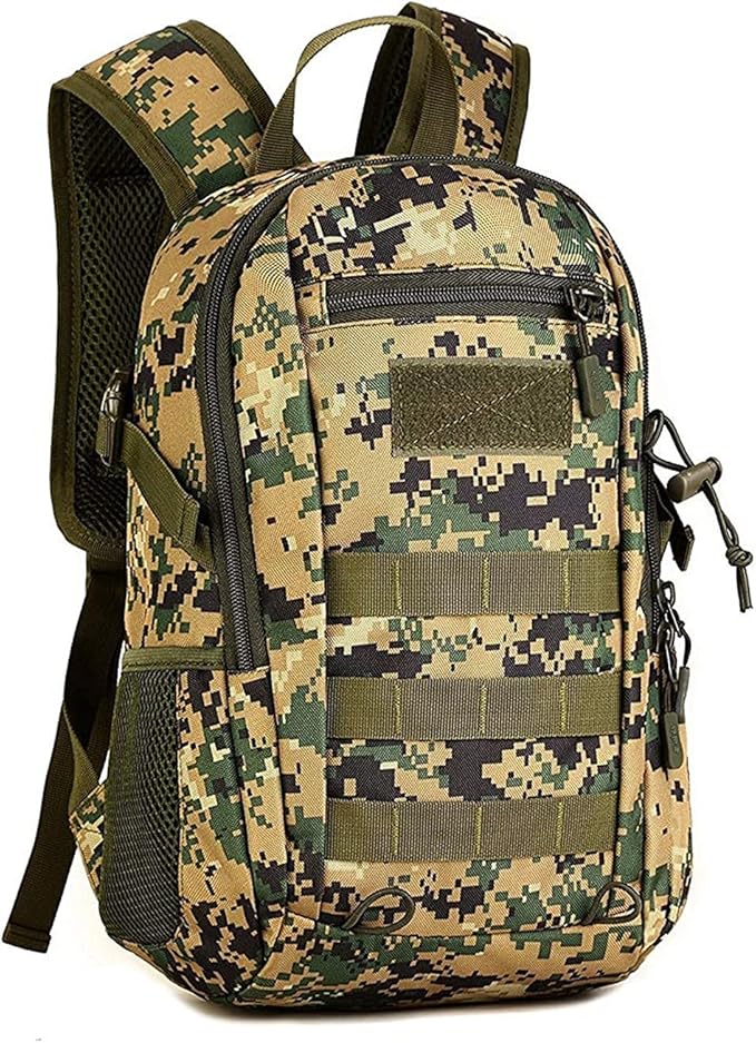 HUNTVP 10L Tactical Backpack Small Backpack Mini Daypack Military MOLLE Rucksack Gear Tactical Assault Pack Bag for Hunting Camping Trekking(10L-Jungle Camouflage)