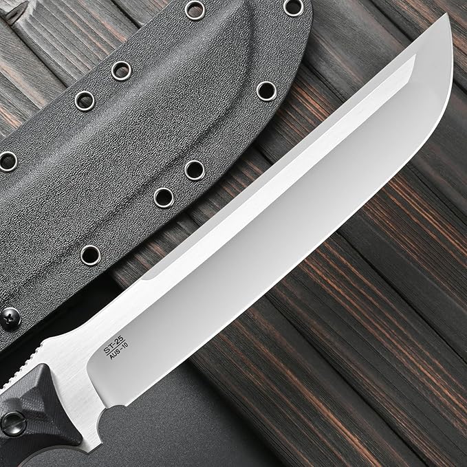 Sitivien ST25 Fixed Blade Knife AUS-10 Steel Blade G10 Handle Full Tang EDC Tool Straight Knife for Working Camping Hunting(Silver)