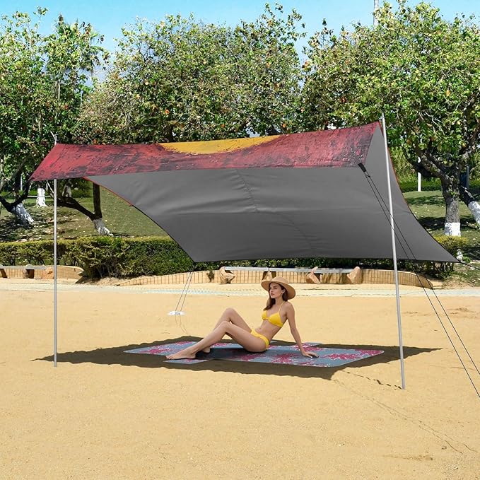 Cowboy2 Foldable Beach Cabana UPF50+ Protection Waterproof Shade Sun Shelter with Carrying Bag for Camping Picnics Backyard &amp Fishing