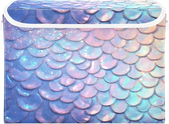 Fish Scale Gradient Glitter Decoration Sequins Peach Purple Blue Cyan Yellow Storage Bins with Lid Stackable Book