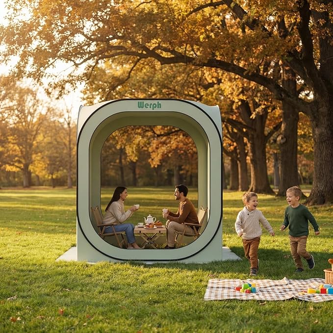 Werph 6x6 Pop Up Screen Tent Mosquito Net Gazebo UV Resistant Roof Waterproof Screen Canopy Quick Setup Outdoor Shelter for Backyard Patio Garden Picnic Camping and Events Green