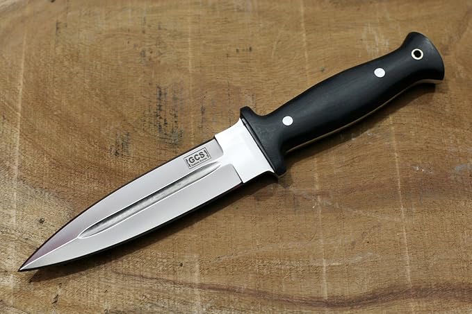 GCS Handmade Hunting Knife Full Tang Black Micarta Handle D2 Steel with Cowhide Right and Left Leather Sheath for Hunting Camping Bushcraft and EDC (GCS-234)