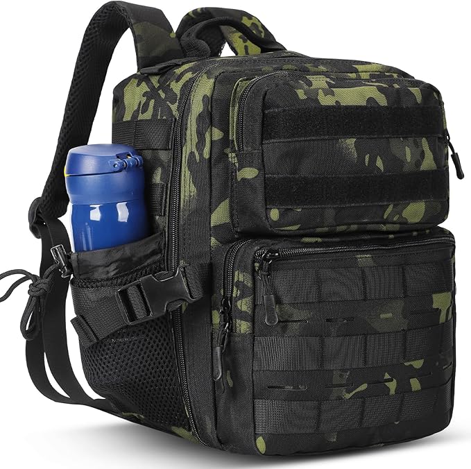 9L Mini Tactical Backpack for Men WomenSmall Military Tactical Backpack for SportGymHikingTravelCamping(Black Camo)