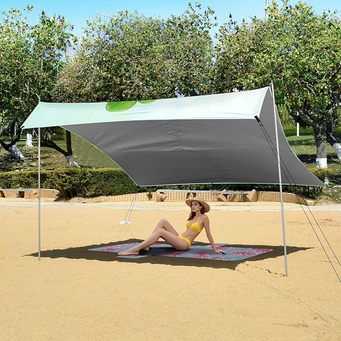 ALAZA St. Patrick's Day Green Clover Leaves Beach Tent Sun Shelter Portable Canopy Sunshade for Outdoor Camping Picnics Backyard Fun 10x9 ft