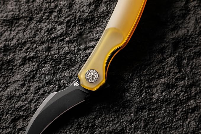 Mantis Flipper Pikal Knife2.52 ELMAX Blade Folding Knife PVD ProcessingYellow Ultem Handle 4.2 EDC Pocket Knife (Yellow-Black PVD)