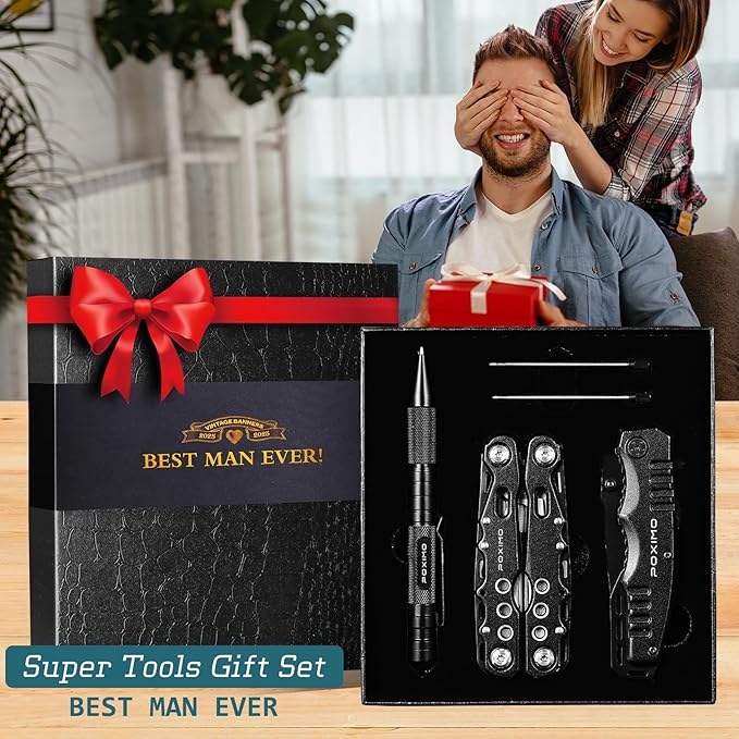 Multitool Gift Set for Men Dad Him 3-in-1 EDC Survival Kit with 14 in1 Multi-Pliers Pocket Knife &amp Tactical Pen | Premium Military-Grade Multi Tools for Camping Car Father’s Day Dad Gifts