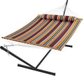 SUPERJARE Hammock with Stand 2 Person Quilted Outdoor Hammock Detachable Pillow &amp Bamboo Spreaders Portable Hammock with Carrying Bag Heavy Duty Stand Perfect for Outside Patio Maple-Leaf R