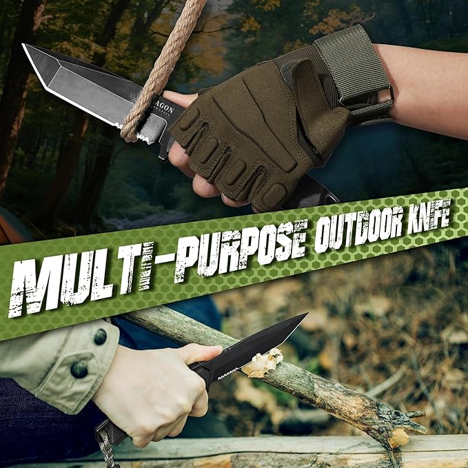 Dragon Creek Fixed Blade Knife - Full Tang Black