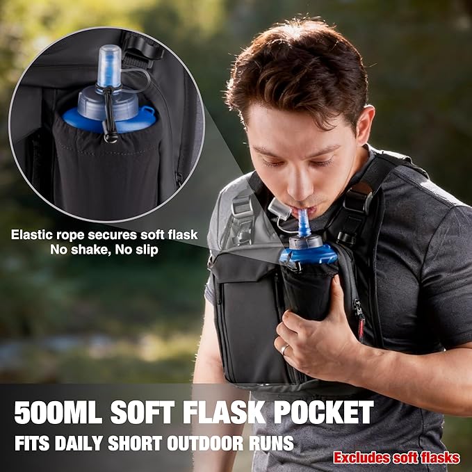 JXFUKAL Running Vest Lightweight Hydration Backpack with 2L Water Bladder Reflective Hydration Pack Tactical Chest Pack Bag for Hiking Running Cycling Marathon for Women Men
