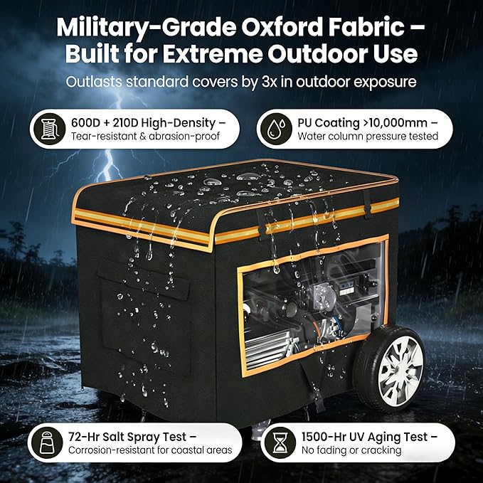 Generator Covers While Running Waterproof 32L x 24W x 24H Heavy Duty Generator Covers for Outside Compatible with 5000W-10000W Generator Overall Protection for Generator Black