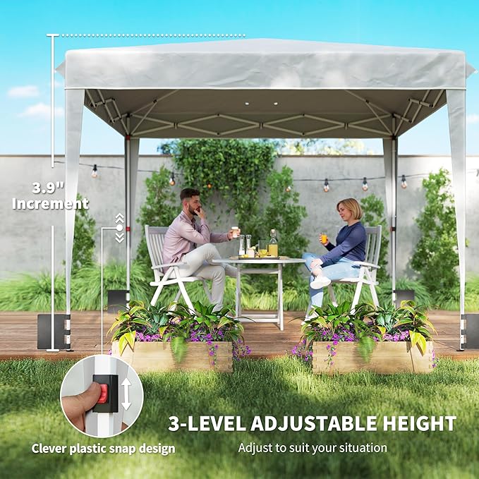 Outsunny 10 x 10 ft Pop Up Canopy Tent with Sidewalls UPF50+ Outdoor Portable Instant Canopy Shelter with Carry Bag Sandbags Adjustable Height for Parties Events Camping White