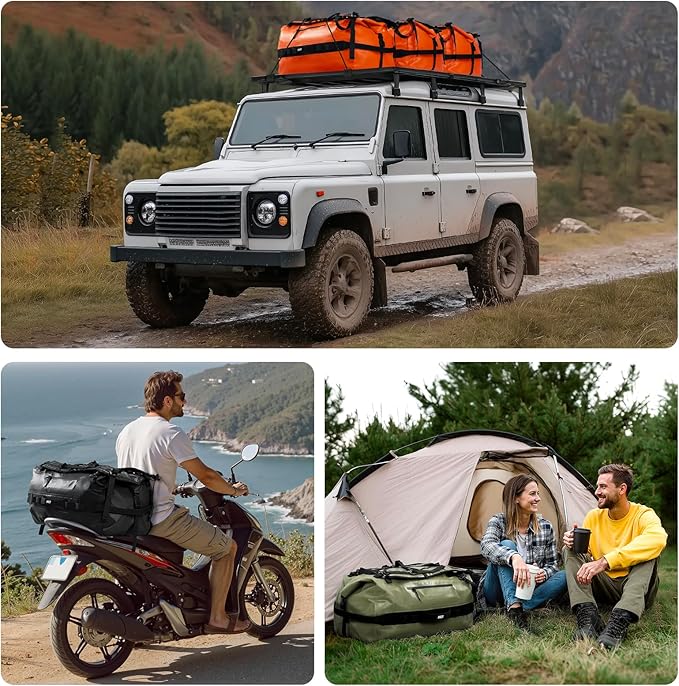 MIER Waterproof Duffel Bag Motorcycle Dry Bag Backpack Large Roll-Top Heavy Duty Dry Duffle Bags for Kayaking Camping Boating Gym Beach Cruise Ship 60L/80L