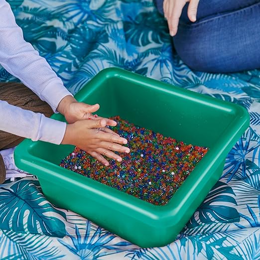 ECR4Kids Stackable Square Bins with Non-Snap Lids Multipurpose Organization Emerald 2-Pack