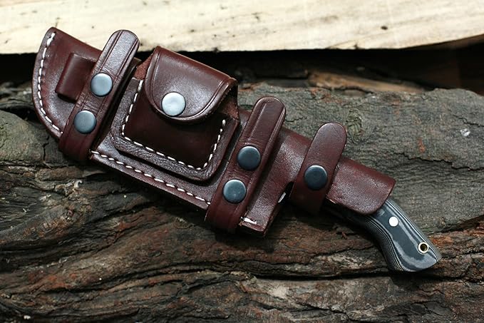 GCS Handmade D2 Steel Hunting Knife with Micarta Handle Full Tang Blade and Leather Sheath for Hunting Hunting Camping Survival EDC-GCS 959