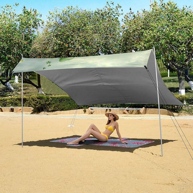 ALAZA St. Patrick's Day Green Car Balloons Clover Beach Tent Sun Shelter Portable Canopy Sunshade for Outdoor Camping Picnics Backyard Fun 10x9 ft