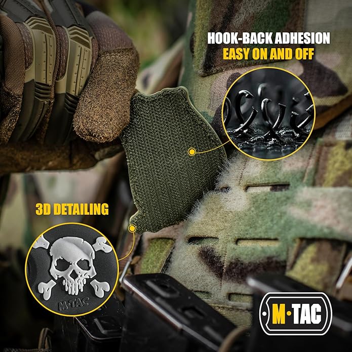 M-Tac Tactical Bag Shoulder Chest Pack with Sling for Concealed Carry &amp Morale Patch Jolly Roger Pirate Flag - PVC Patches
