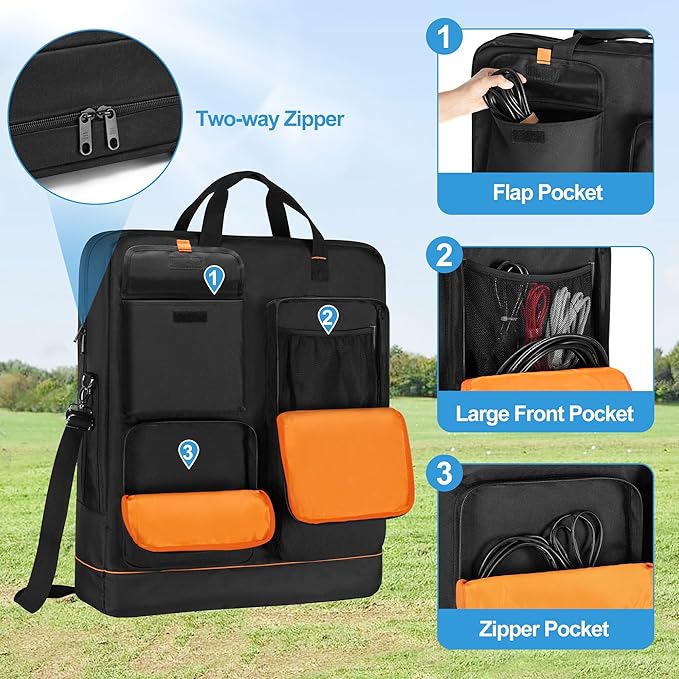 HODRANT Solar Panel Bag Carrying Case Compatible with Anker SOLIX PS30 PS100 PS200 Double-layer Storage Carrier for 2 Panels Protective Travel Organizer with Multi Pockets &amp Shoulder Strap