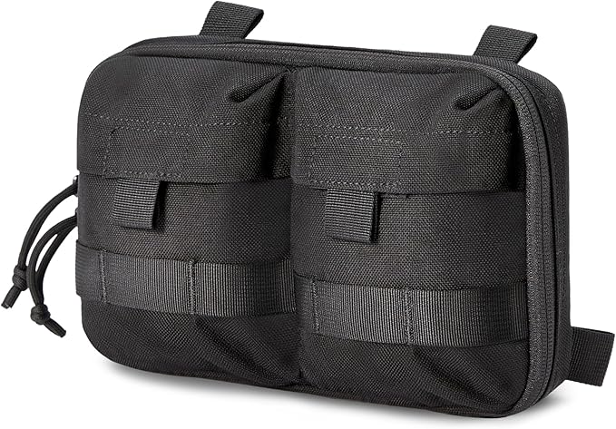 Black Tactical Molle EDC Pouch - Admin Pouch with Molle Attachments for Backpacks