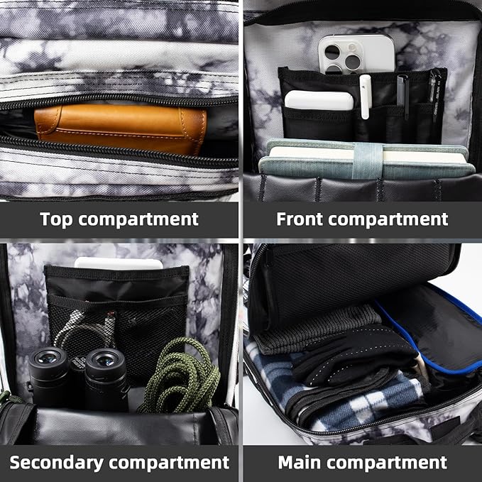 45L Large Tactical Military Backpack for Women and Men Assault Pack Army 3 Day Molle Bug Out Bag with Adjustable Water Bottle Holder Gym EDC Daypack Rucksack for Camping Motorcycle Balck White Camo