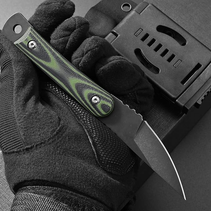 Ccanku C1390 Fixed Blade Knifes 7.3-Inch Outdoor Survival Tools D2 Blade Steel &amp G10 Handle with Kydex Sheaths Clip for Outdoor Activities Camping Bushcraft and Hunting(Black)