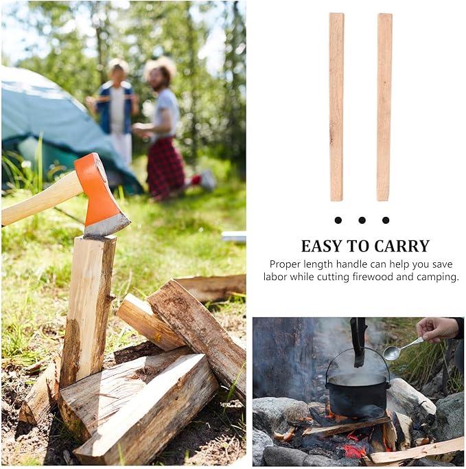 KOMBIUDA 2pcs 50cm Flat Wooden Hatchet Handles Replacement for Camping Axe and Woodworking Hatchet Outdoor Tool Accessories