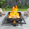 36 inch fire Pit Square Outdoor Fire Pit with Poker Wood Burning Fire Pit for Camping Backyard Patio