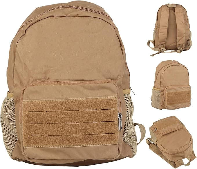 Tactical Backpack Nylon Large Capacity Collapsible Portable Daypack with MOLLE System - Hiking Camping Travel(Brown)