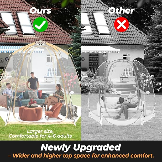 All Weather Proof Pod Pop Up Bubble Tent for 3-8 People Large Oversize Dome House Cold Protection Camping Tent Winter Instant Igloo for Outdoor Activities