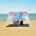 ALAZA Cute Baby Elephant Beach Tent Sun Shelter UPF50+ Protection Beach Shade Canopy w/ 4 Sandbags for Outdoor Camping Fishing Backyard Fun Picnic 10x9 ft