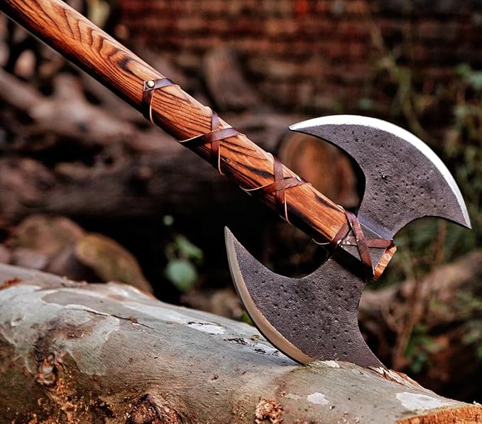 Hnadmade Two Handed Large Berserker Axe Norse Axe Scandinavian Viking Dane Ashwood Handle Functional Axe (FM-0008) ((FM-0008))