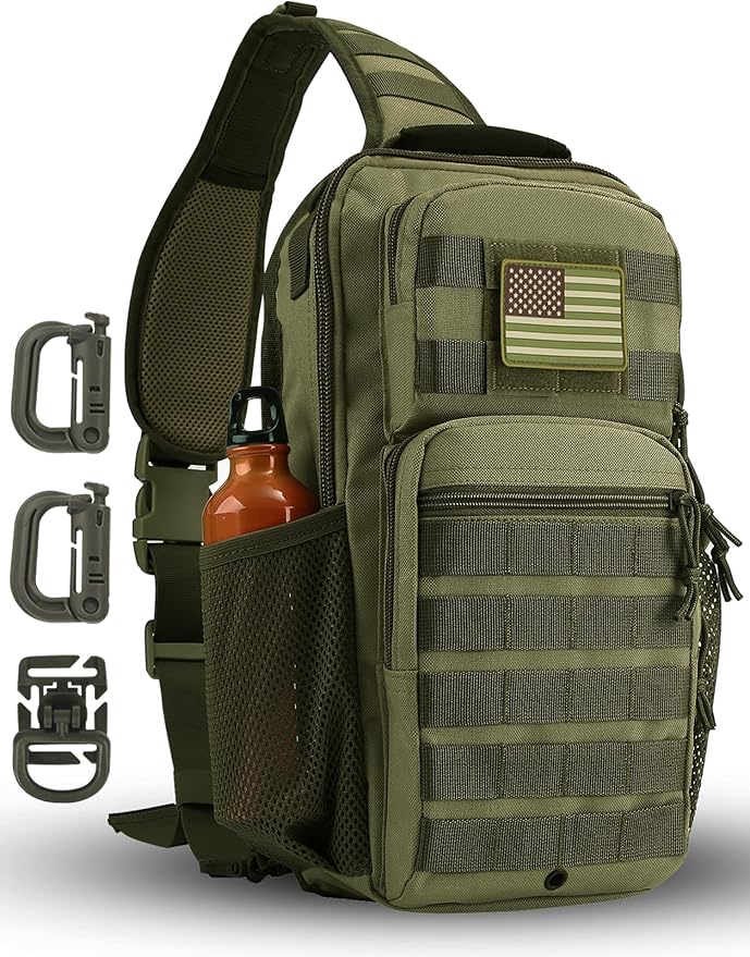 Rover Sling Pack Tactical Shoulder Sling Bag Backpack with Bottle Holder Crossbody Chest Bag Olive