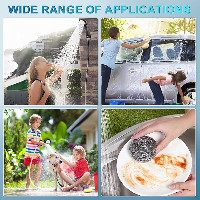 Portable Camping Shower with Heater 6000mAh Rechargeable Portable Shower with 2000W Immersion Heater LED Display Heated Camping Shower for Travel Hiking Car Pet