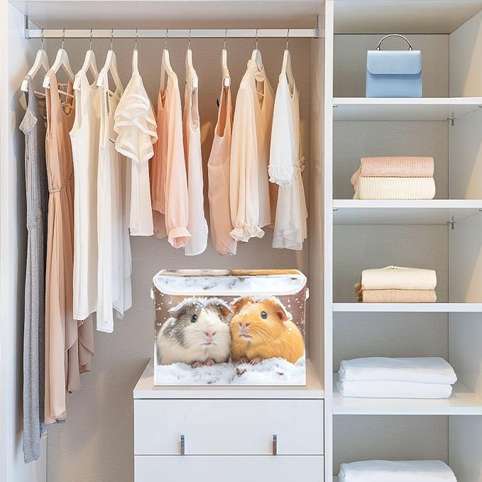 AIXIWAWA Lidded Storage Cube (Guinea Pig Love) Fabric Foldable Closet Bins with Flip Lid and Handles Organizer Basket Container 16.5 x 12.6 x 11.8 IN