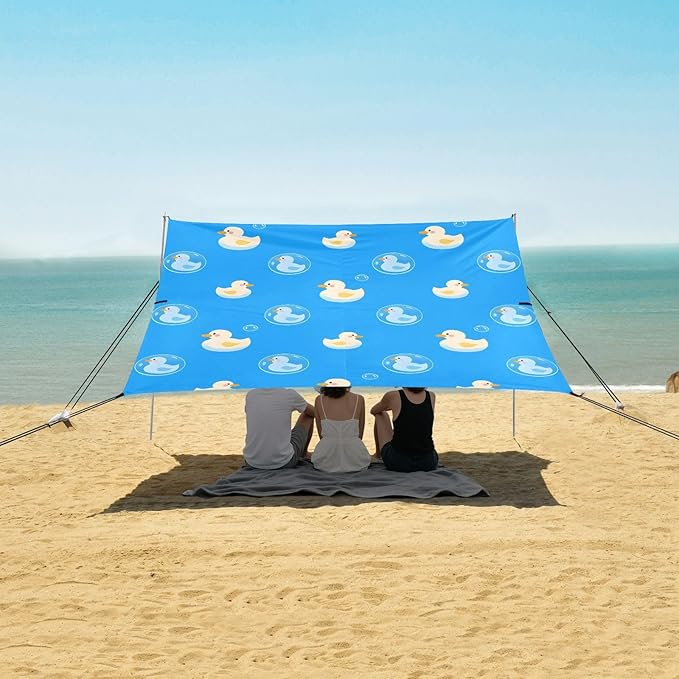 ALAZA Duck on Blue Beach Tent Sun Shelter Portable Canopy Sunshade for Outdoor Camping Picnics Backyard Fun 10x9 ft
