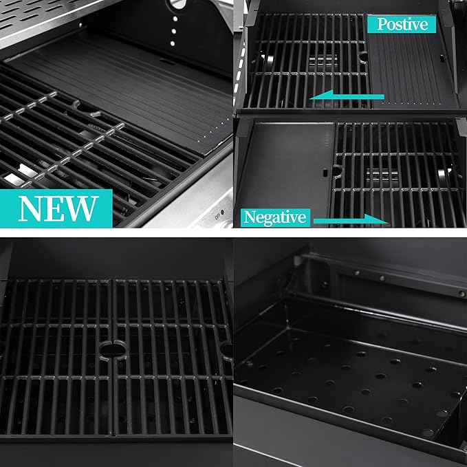 3 Burner Gas &amp Charcoal Combo Grill with Side Burner 39000 BTU Propane BBQ Grill Cast Iron Grates &amp Griddle Warming Rack Grease Tray Storage Cabinet 4 Wheels for Outdoor Patio