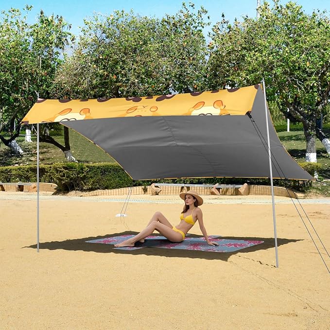 ALAZA Little Tiger Heart Seamless Beach Tent Sun Shelter Portable Canopy Sunshade for Outdoor Camping Picnics Backyard Fun 10x9 ft