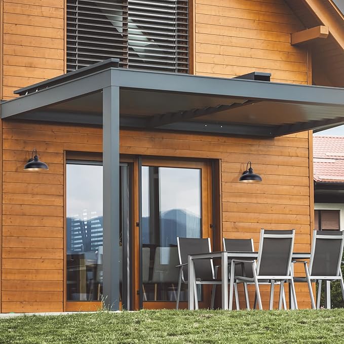 12 Outdoor Gooseneck Barn Light for Patio Large Farmhouse Wall Mount Lights for Garage Black Exterior Barn Porch Light Fixture with Brass Interior Outside Wall Sconce for House