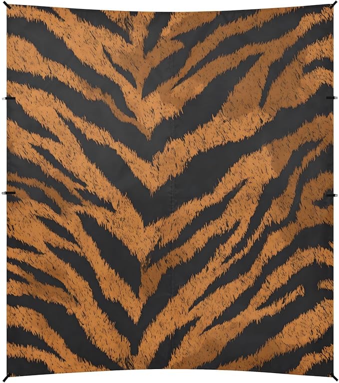 ALAZA Light Brown Tiger Prints Beach Tent Sun Shelter UPF50+ Protection Beach Shade Canopy w/ 4 Sandbags for Outdoor Camping Fishing Backyard Fun Picnic 10x9 ft