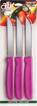 Alfi All-Purpose Knives Aerospace Precision Pointed Tip - Home And Kitchen Supplies - Serrated Steak Knives Set | Made in USA (Pink Pearl)
