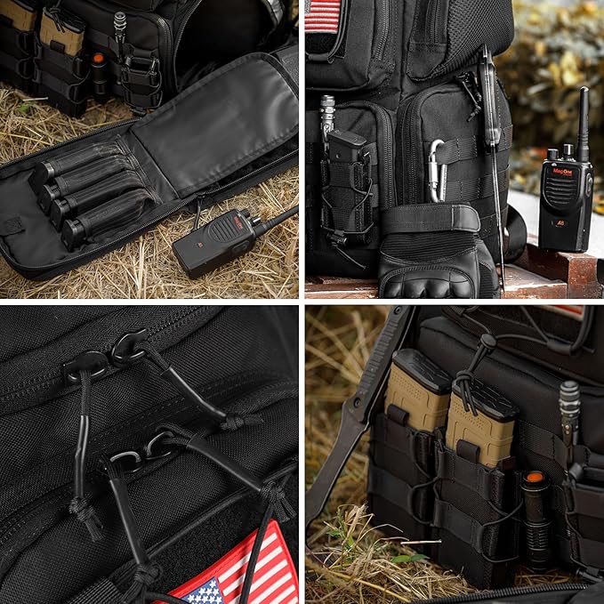 VOTAGOO Tactical Range Backpack for Handguns and Ammo Gun Cases Bag with 3 Pistol Carrying Cases for Hunting Shooting (Black)