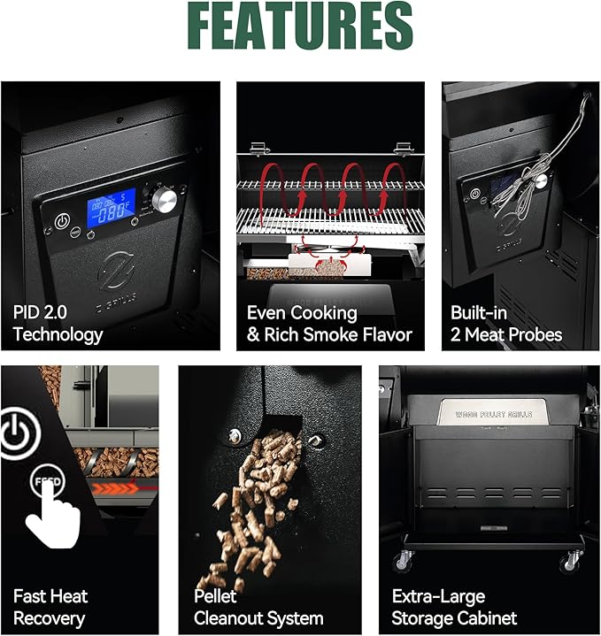 Z GRILLS Pellet Grill Smoker with PID 2.0 Controller 700 Cooking Area Meat Probes Rain Cover for Outdoor BBQ 700D3