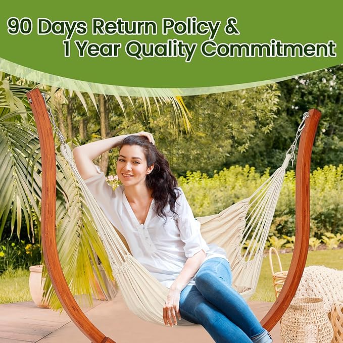 Premium Wooden Hammock Stand only (500 lbs/226kg) Sun Protection &amp Rain Resistant Heavy Duty Premium Solid Wood Hammock Chair for Indoor or Outdoor Use Safe &amp Stable (Hammock Not Included)