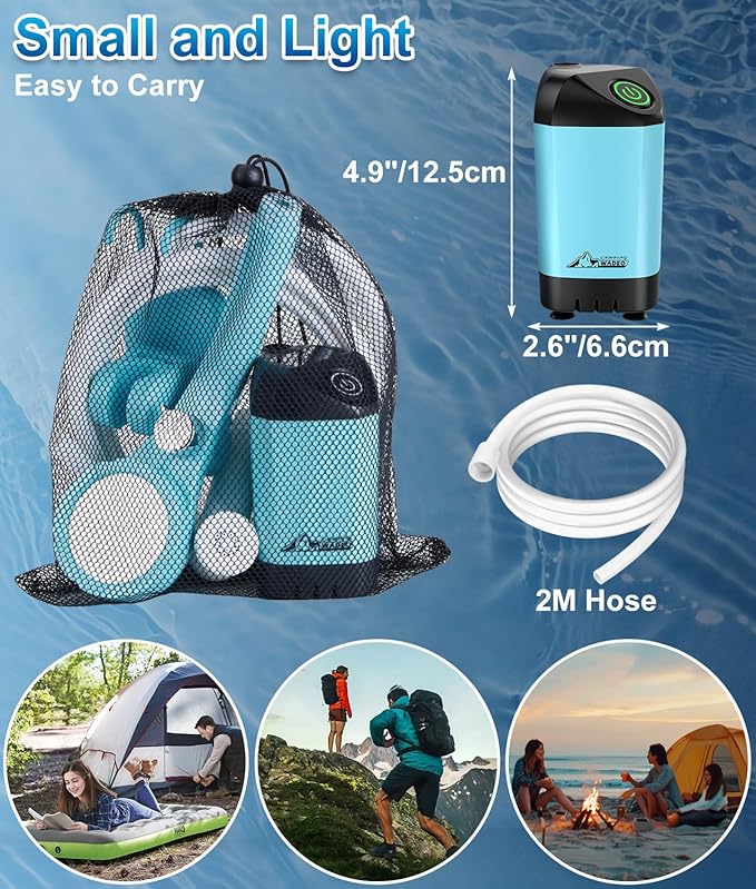 WADEO Portable Shower for Camping Outdoor Electric Shower Rechargeable Pump with 20L Collapsible Bucket Camping Shower Head Nozzle for Camping Hiking Traveling Washing