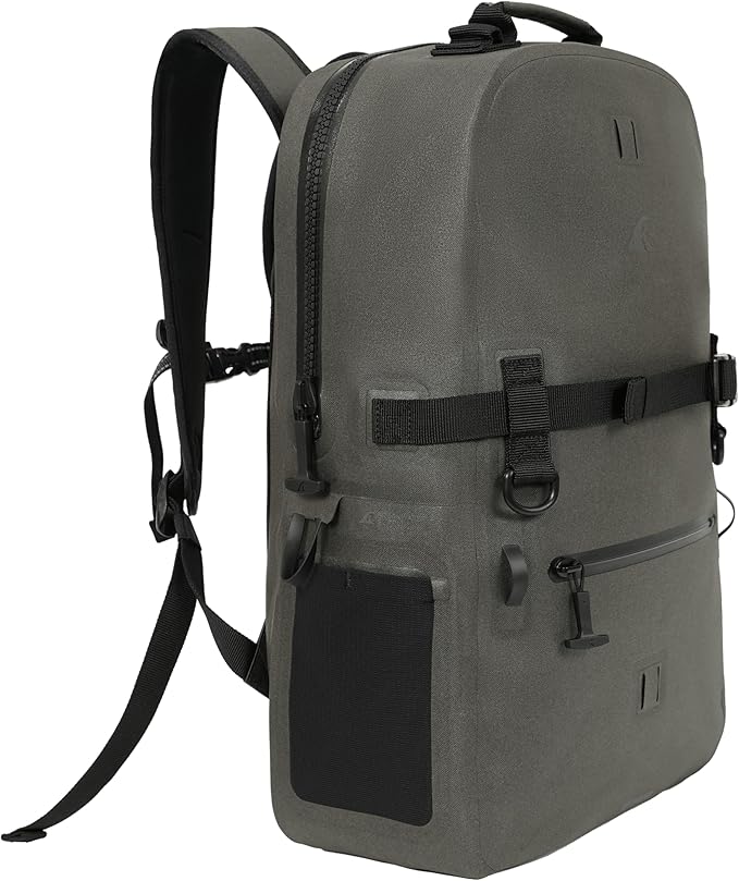 Breakwater Supply™ Fogland Waterproof IP68 Submersible Backpack | Laptop Sleeve &amp Airtight Zippers for Work Travel Outdoors Boating Hiking Floating Dry Bag Unisex TPU (Charcoal 25L)
