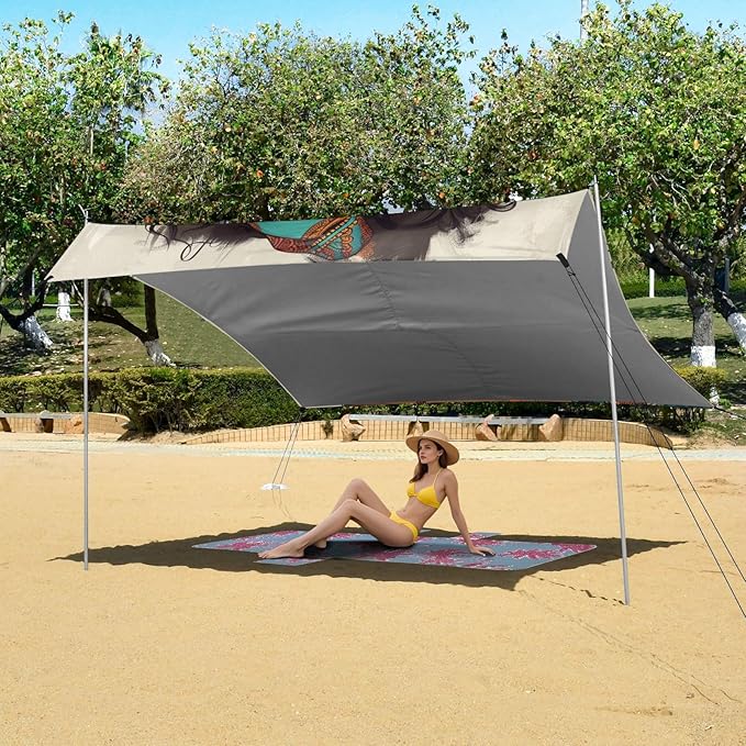 ALAZA Beautiful African Female Beach Tent Sun Shelter Portable Canopy Sunshade for Outdoor Camping Picnics Backyard Fun 10x9 ft