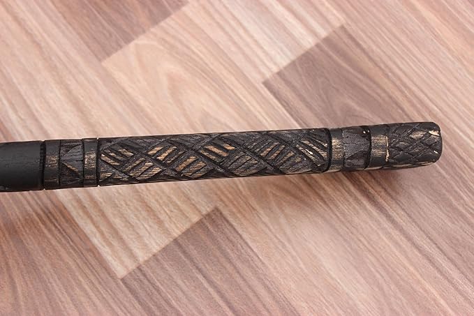Handmade Wooden Axe with Intricate Carvings On Wooden Handle and Metal Head 19 inches The Axe Handle is When You Hold It