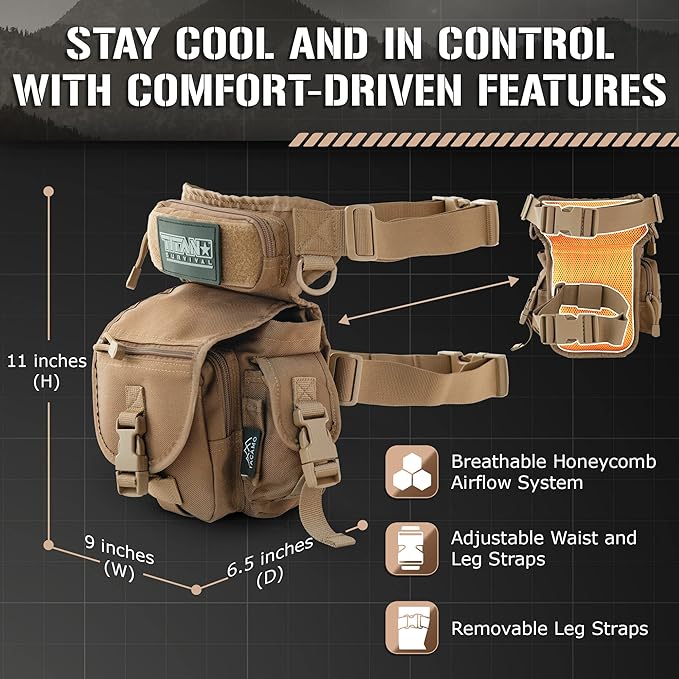 TACAMO® 10L Tactical Drop Leg Bag for Men Waterproof Thigh Bag Hip Leg Pouch