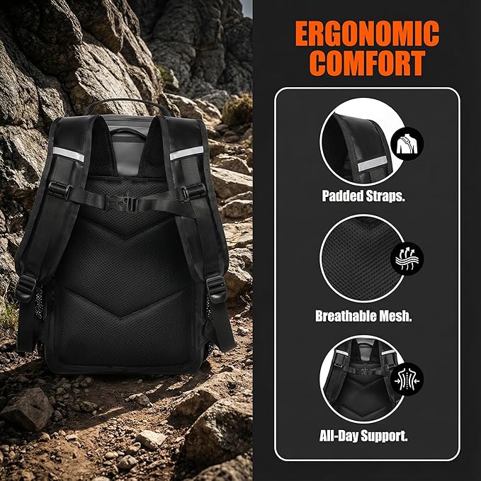 Miramrax Dry Bag Waterproof Backpack 30L Tactical Backpack for Kayaking Hiking Boating Paddle Boarding Fishing Travel Camping Beach Floating Dry Bag for Men Women (Black)