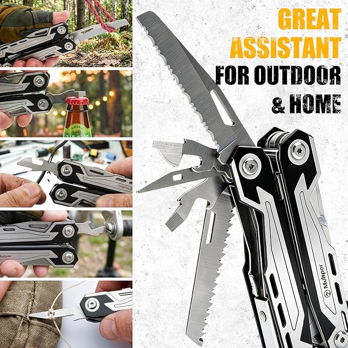 Multper Multitool Pliers MP003AB 21-in-1 Stainless Steel Multi Tool with Pocket Knife Screwdriver Self-locking Pliers for SurvivalOutdoor Camping FishingHiking Simple Repair Gifts for Men